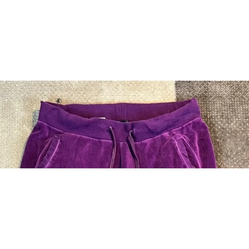 Derion Womens Purple Velour Wide Leg Track Pants‎ Y2K Flare Lounge Size Large